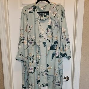 Coldwater Creek Floral Cardigan in Light Green sz 1X